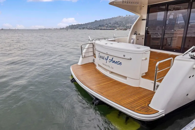 Slide: The Image of 2014 Maritimo M50 yacht with wooden deck, docked in Sausalito, California. - 18