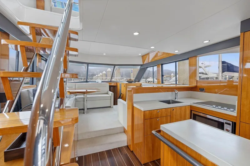 Slide: The Image of Luxurious interior of 2014 Maritimo M50 yacht with modern kitchen and seating area. - 33
