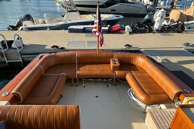 Slide: The Image of Luxurious 2013 Hunt Yachts Harrier 36 with elegant leather seating at marina. - 6