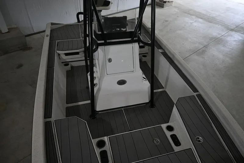 Slide: The Image of 2023 Vexus AVX2180CC boat interior with sleek seating and modern console design. - 4