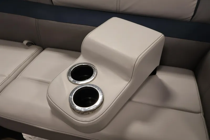 Slide: The Image of Sweetwater 2186 boat seat with dual cup holders, 2018 model, featuring gray upholstery. - 14