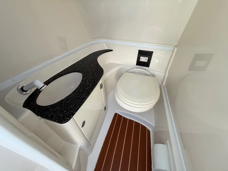 Slide: The Image of Interior of a 2012 Monterey 264FS with sink and toilet. - 20