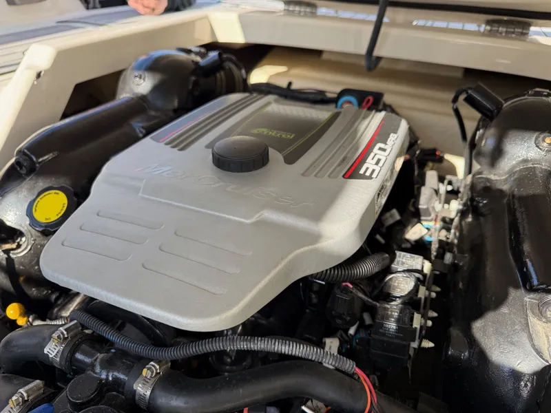 Slide: The Image of Engine of a 2012 Monterey 264FS boat, MerCruiser 350 MAG. - 35