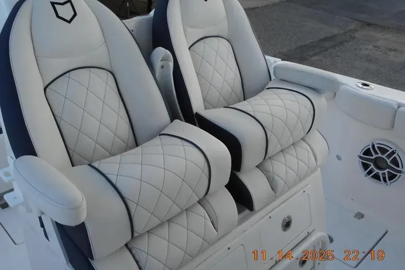 Slide: The Image of Luxurious seating on 2026 Sea Fox 288 Commander boat with quilted upholstery. - 6
