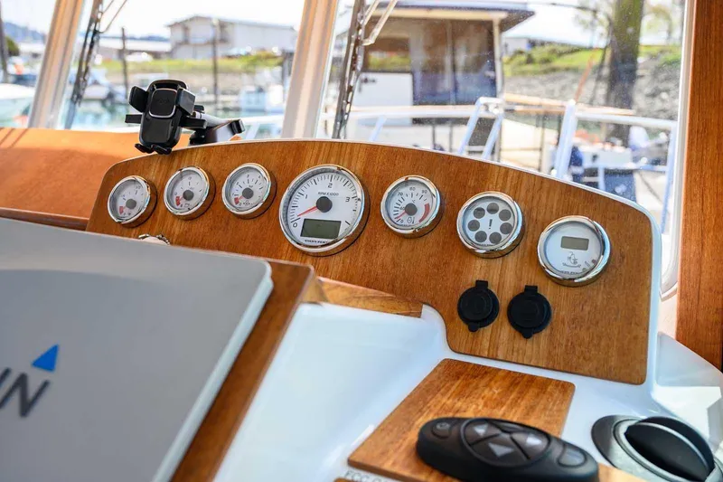 Slide: The Image of Dashboard of 2019 Nord Star 28 Patrol boat with gauges and controls. - 31