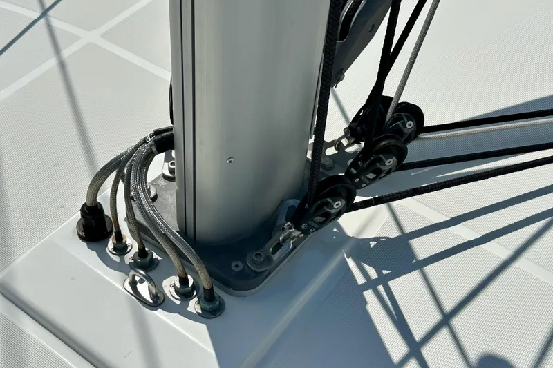 Slide: The Image of Close-up of rigging on 2024 Jeanneau Sun Odyssey 410 sailboat deck. - 38