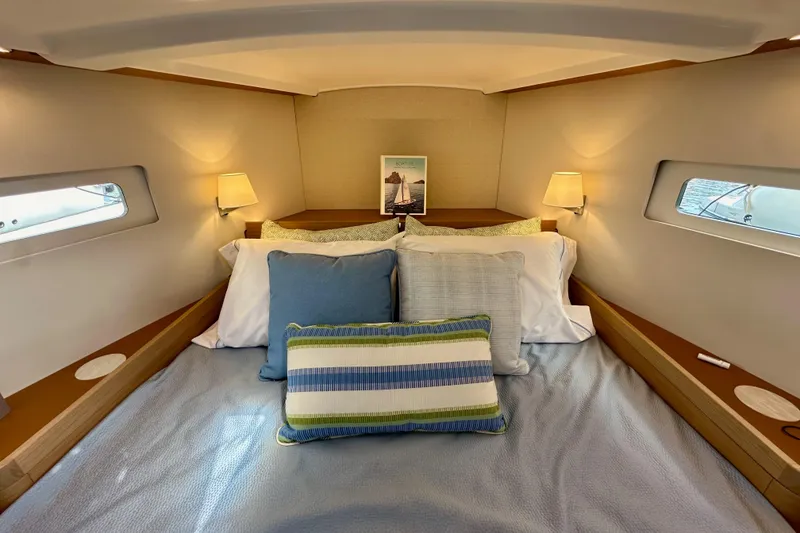 Slide: The Image of Luxurious cabin interior of 2024 Jeanneau Sun Odyssey 410 sailboat. - 91