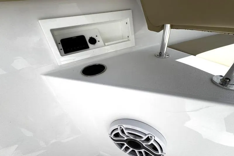 Slide: The Image of Interior of 2026 Sportsman Heritage 321 Center Console boat bathroom. - 23