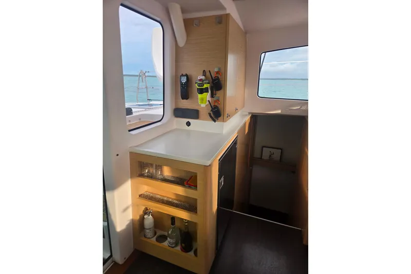 Slide: The Image of Interior of 2016 Outremer 45 yacht with ocean view through windows. - 32