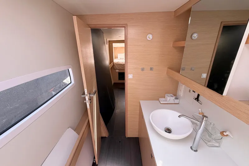 Slide: The Image of Modern bathroom interior of 2016 Outremer 45 yacht with sleek design and fixtures. - 67