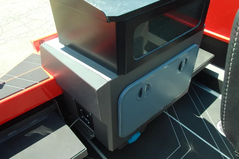 Slide: The Image of Interior detail of 2026 Stabicraft 2050 Frontier boat, featuring storage compartment and seating. - 20