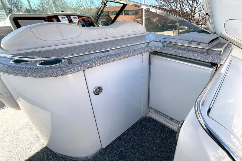 Slide: The Image of 2005 Formula 48 Yacht interior with sleek countertop and built-in storage. - 8