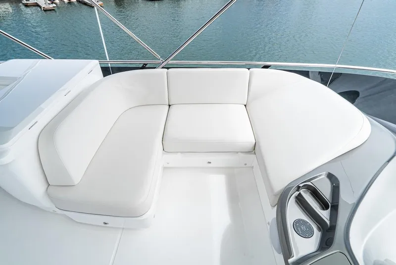 Slide: The Image of Luxurious seating area on the 2024 Princess F45 yacht. - 18