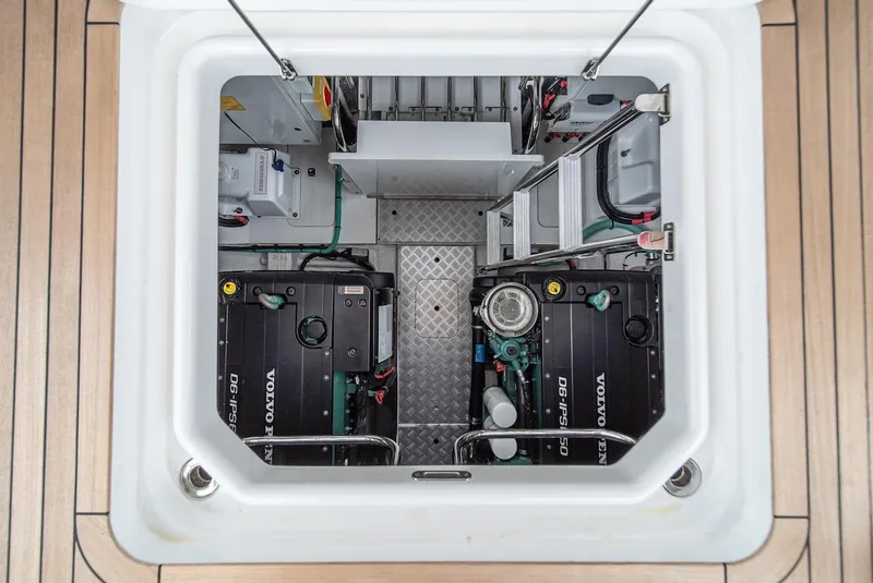 Slide: The Image of Engine room of a 2024 Princess F45 yacht with Volvo Penta engines. - 43