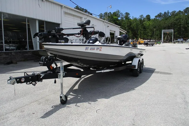 Slide: The Image of 2021 Vexus AVX 1980 boat on trailer outside dealership, ready for transport. - 5