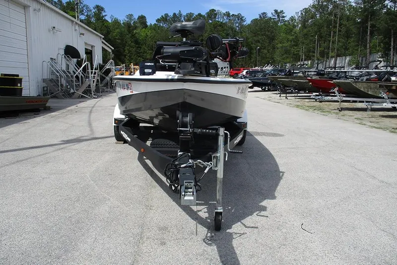 Slide: The Image of 2021 Vexus AVX 1980 boat on trailer in outdoor dealership lot. - 6