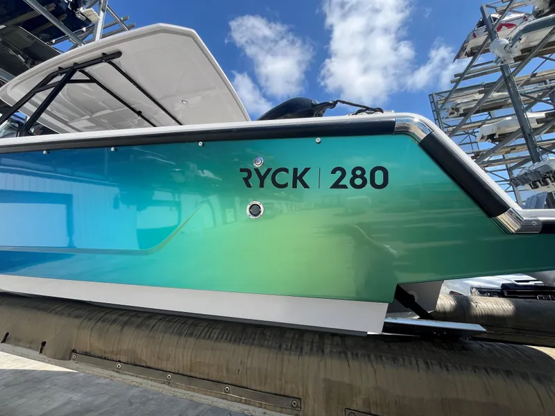 Slide: The Image of RYCK 280 boat 2023 in shipyard, blue sky. - 5