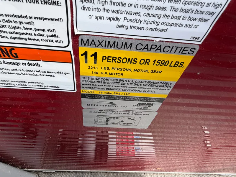 Slide: The Image of Bennington 20 LSB 2022 boat capacity: 11 persons or 1590 lbs. - 9