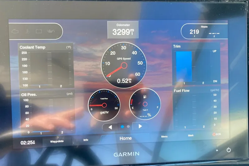 Slide: The Image of Dashboard display of a 2022 Cobalt R30 boat showing speed, fuel, and engine metrics. - 26