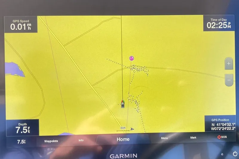 Slide: The Image of Garmin GPS display on Cobalt R30 boat, showing navigation details and coordinates. - 27