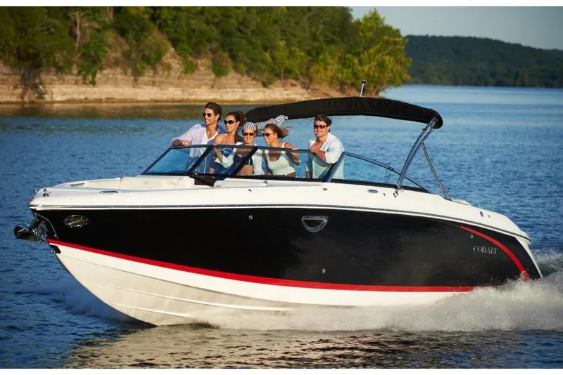 Slide: The Image of Manufacturer Provided Image: 2022 Cobalt R30 boat cruising on a lake with passengers. - 35