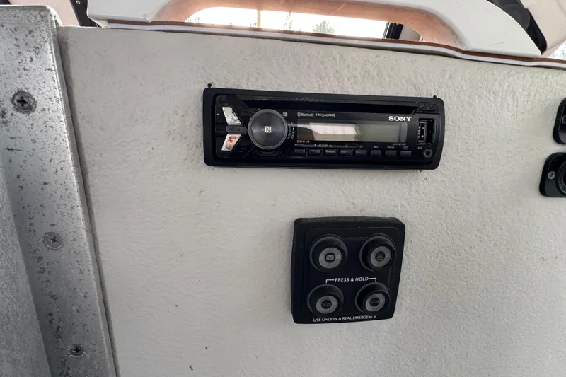 Slide: The Image of Sony stereo and control panel on 2007 Northern Bay 36 boat interior. - 26