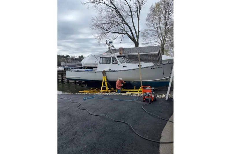 Slide: The Image of 2007 Northern Bay 36 boat named "Finlander" on dry dock in Saco, Maine. - 3
