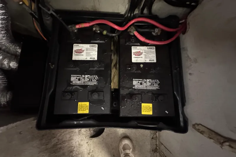 Slide: The Image of Battery compartment of a 2007 Northern Bay 36 boat with Interstate batteries. - 38