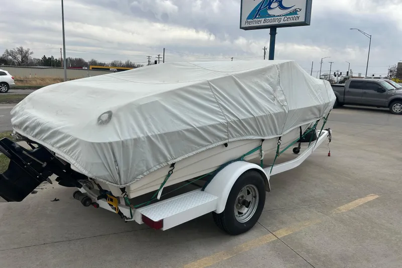 Slide: The Image of Covered 1996 Mariah 180 Shabah boat on trailer at Premier Boating Center. - 15