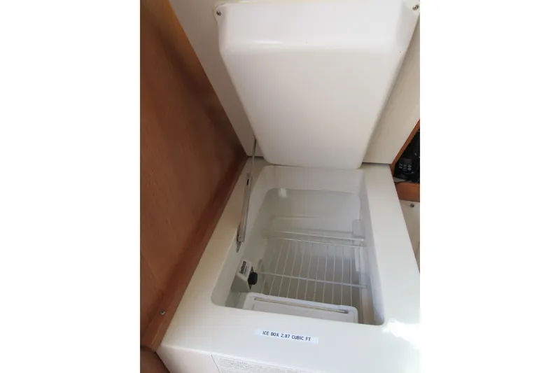 Slide: The Image of Open icebox in 1997 Catalina 28 MkII sailboat interior. - 21