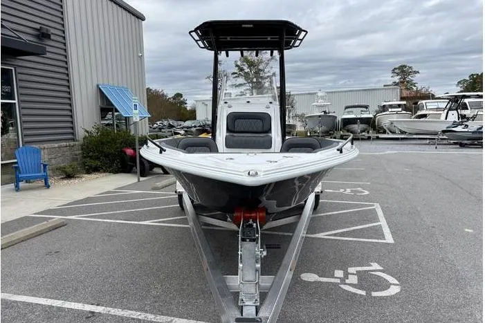 Slide: The Image of Front view of 2026 ALK2 23CRX boat on trailer in parking lot. - 3