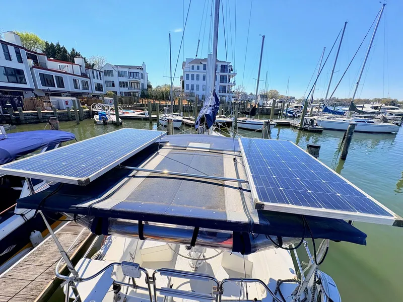 Slide: The Image of Catalina 36 Mark II 2001 with solar panels in marina. - 3
