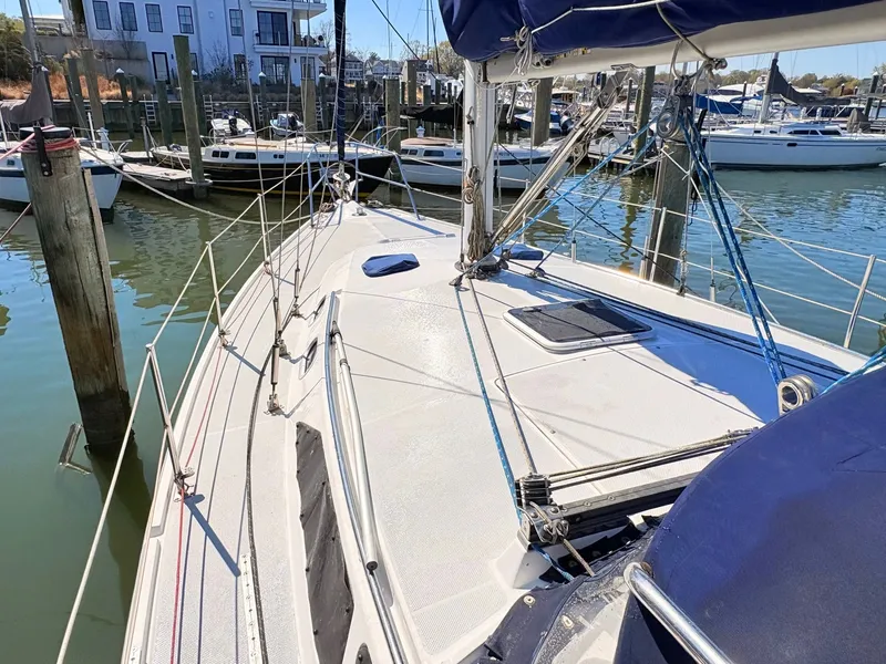 Slide: The Image of 2001 Catalina 36 Mark II sailboat docked in marina. - 5