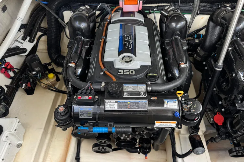 Slide: The Image of Engine compartment of a 2016 Formula 350 Crossover Bowrider I/O boat. - 33