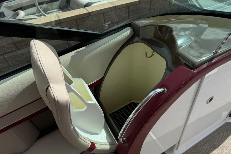 Slide: The Image of 2016 Formula 350 Crossover Bowrider I/O interior with seating and storage compartment. - 46