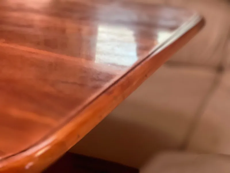Slide: The Image of Polished wooden surface of a Hunter 410, year 2000, with soft lighting. - 8