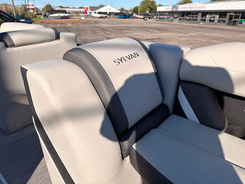 Slide: The Image of The 2026 Sylvan MIRAGE X3 DLZ BAR features luxurious, cushioned seating with a modern design. - 17