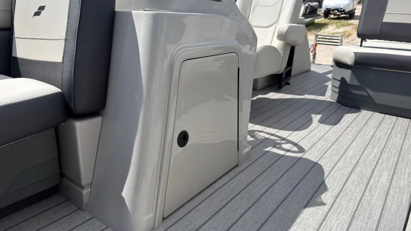 Slide: The Image of Interior of a 2027 Starcraft EX 20 Q DH with gray seating and flooring. - 25