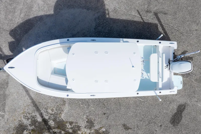 Slide: The Image of Overhead view of 2026 Albury Brothers 23 Forward Seating boat on concrete surface. - 4