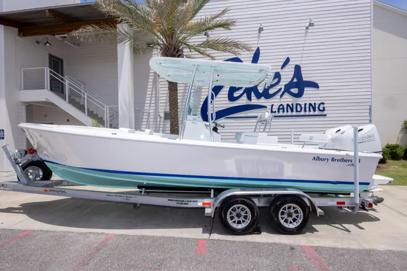 Slide: The Image of 2026 Albury Brothers 23 Forward Seating boat on trailer at marina. - 12