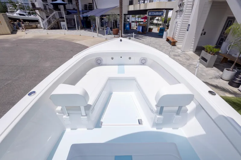 Slide: The Image of 2026 Albury Brothers 23 Forward Seating boat, showcasing spacious deck and seating area. - 34
