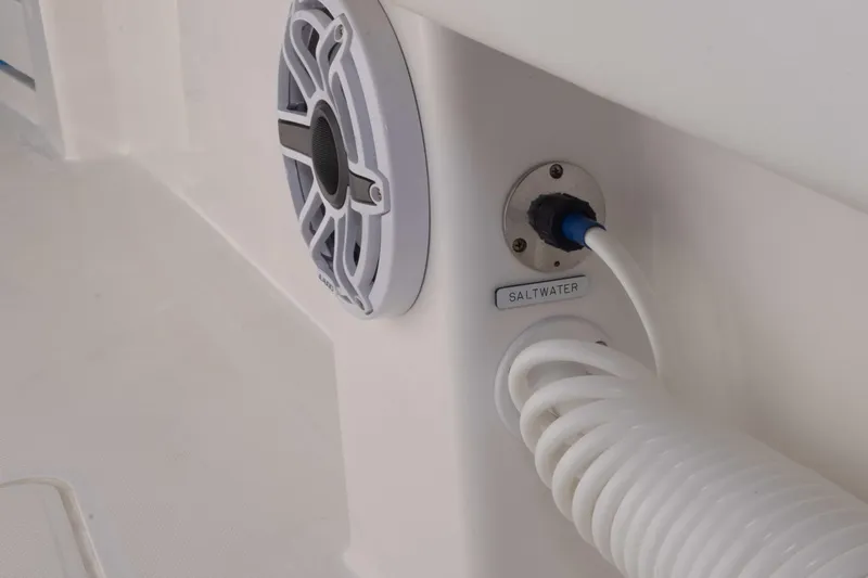 Slide: The Image of Saltwater hose and speaker on 2023 Invincible 35 Catamaran boat. - 43