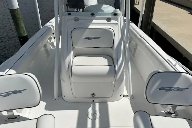 Slide: The Image of Interior view of a 2021 Glasstream 240 CCX boat, white upholstery. - 10