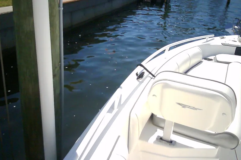 Slide: The Image of 2021 Glasstream 240 CCX boat docked by the water. - 54