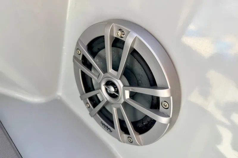 Slide: The Image of Close-up of a speaker on a 2019 Crestliner 240 Rally DX CW boat. - 41