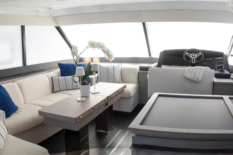 Slide: The Image of Luxurious interior of 2024 Fountaine Pajot MY5 yacht with elegant seating and decor. - 60