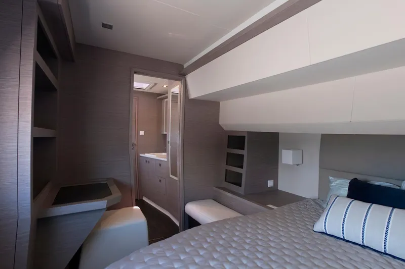 Slide: The Image of Luxurious cabin interior of 2024 Fountaine Pajot MY5 yacht with modern design. - 49