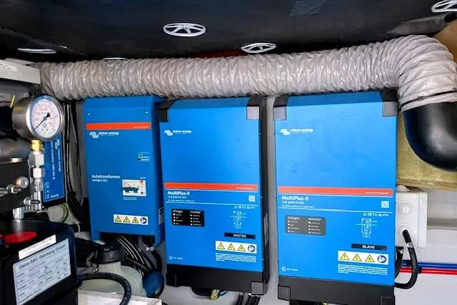 Slide: The Image of Electrical system of 2024 Fountaine Pajot MY5 yacht with blue control units. - 40