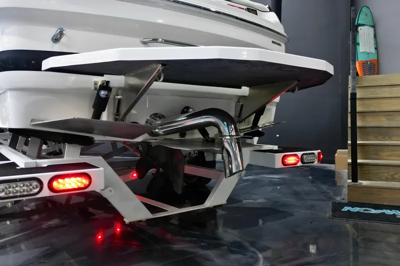 Slide: The Image of Rear view of a 2019 Moomba Mojo boat with propeller and exhaust system. - 10
