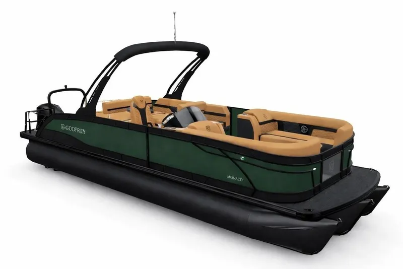 The Image of Godfrey Monaco 25' Tritoon 2027 with luxurious lounge design. - 0